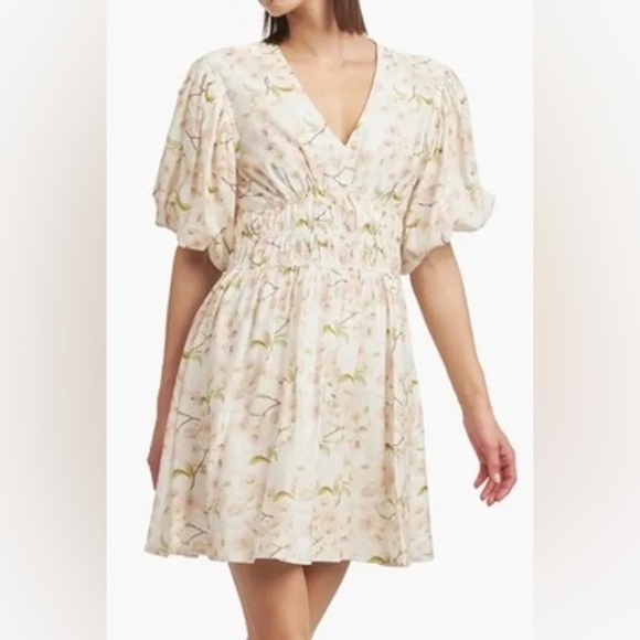 En Saison Callie Mini Dress Floral Puff Sleeve Babydoll Cottagecore Feminine - Picture 14 of 14